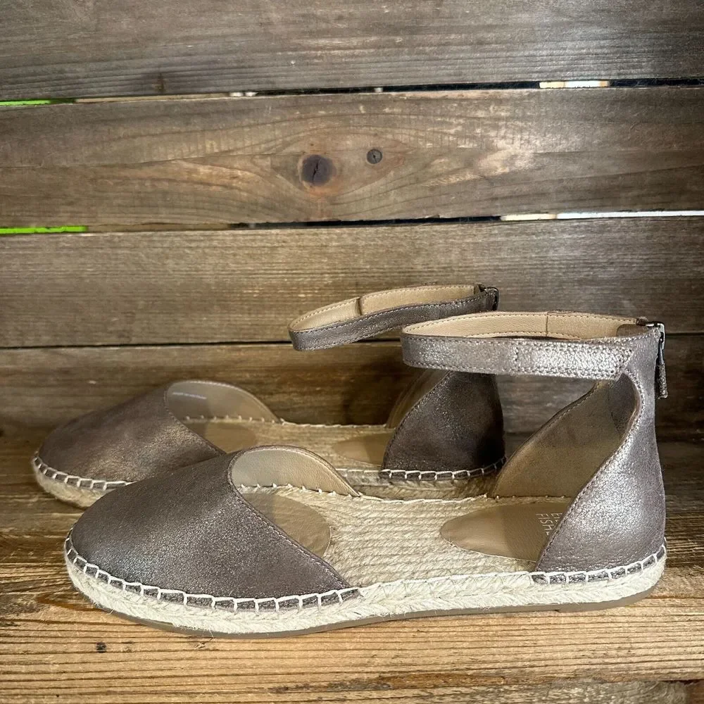 New Womens‎ Eileen Fisher Lala Brown Metallic Nubuck Espadrille Shoes Size 8 M